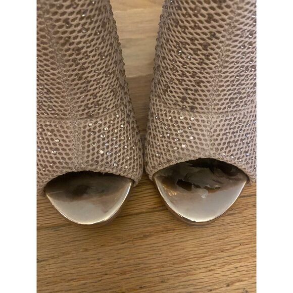Jacobies Women's Peep Toe Mesh Ankle Booties Rhinestones & Stiletto Heels Size 8 - Picture 4 of 8